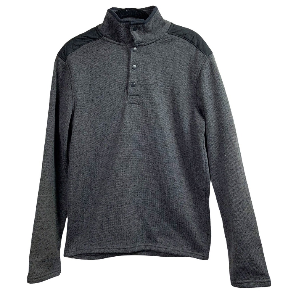 Goodfellow & Co Sweater Fleece Mens S Gray Snap Neck Gorpcore Quilted Shoulder